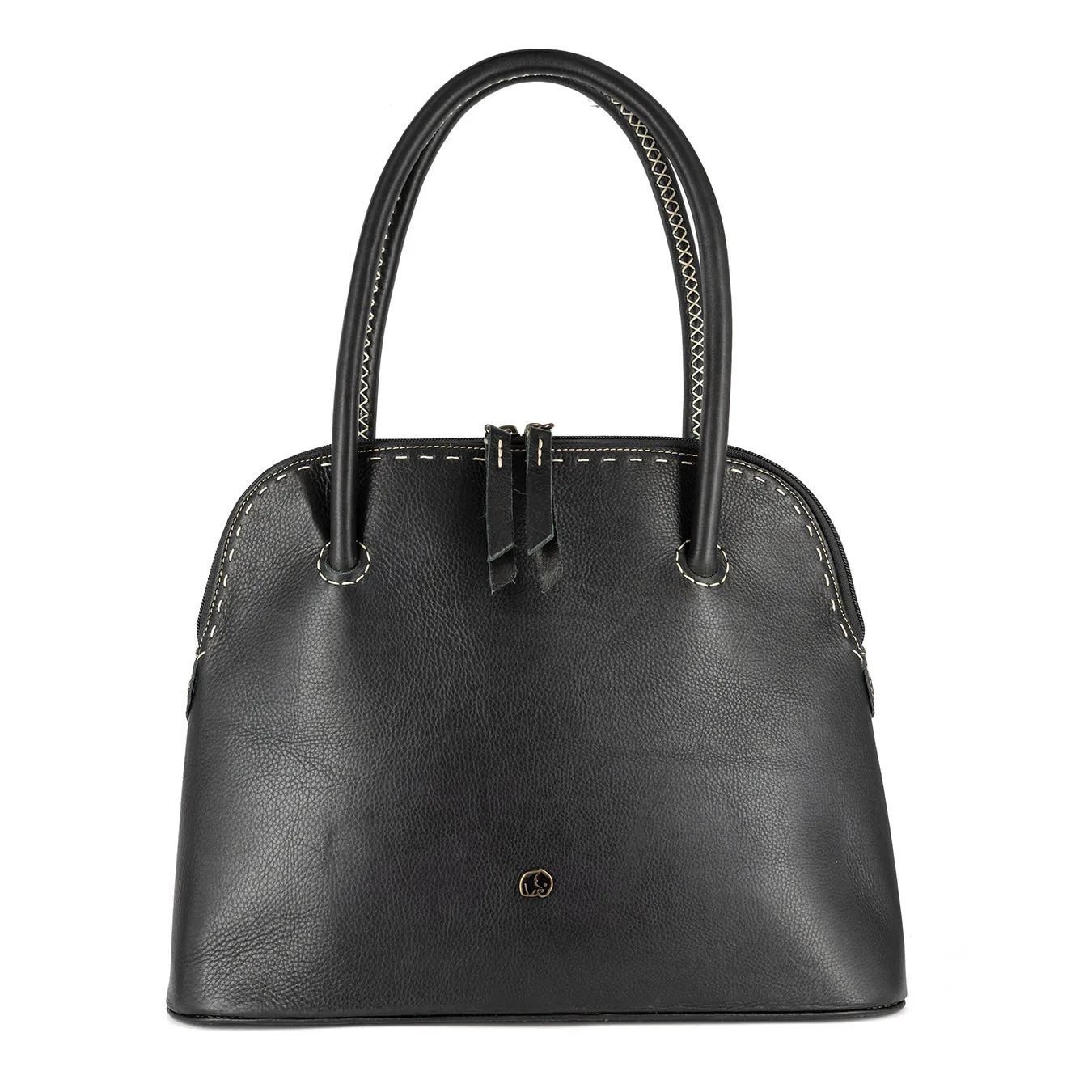 Thina : Ladies Leather Shopper Handbag in Black Delta